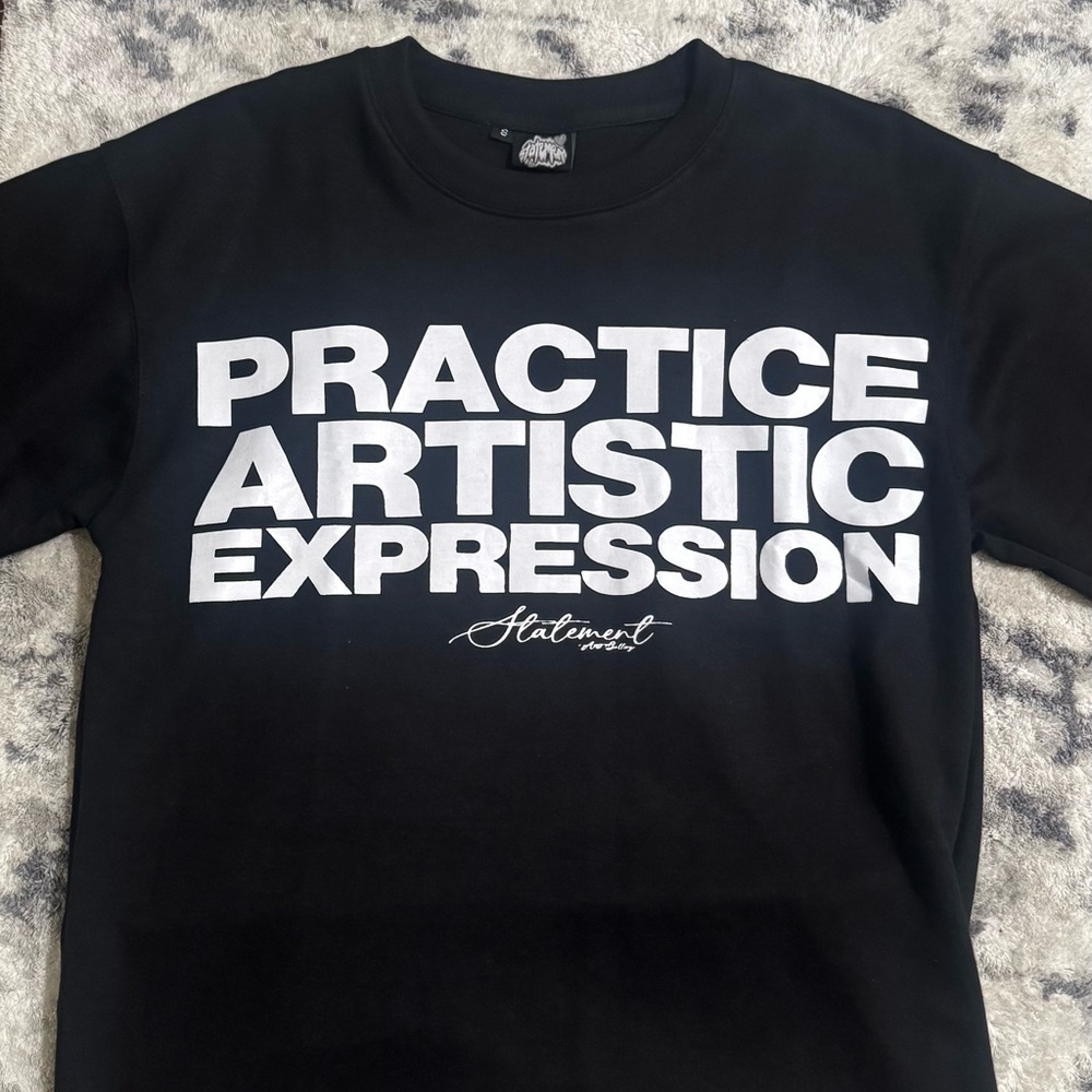 Black 'Practice Artistic Expression' T-Shirt by statement brand
